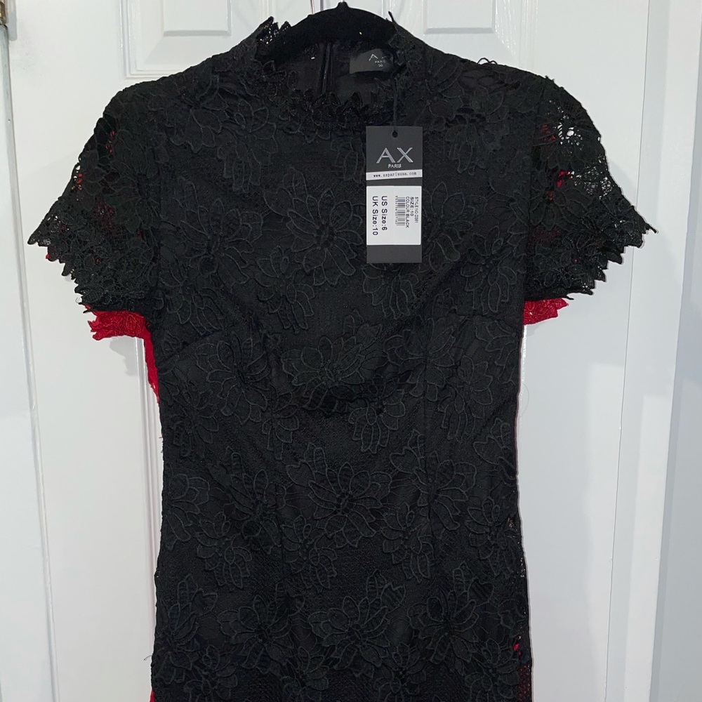 Black lace mini dress